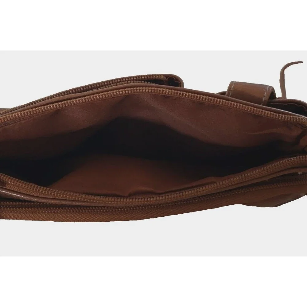 Minicci Faux Leather Medium Brown Crossbody Bag/Purse with Multiple Compartments